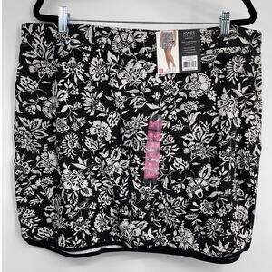 Jones New York Signature Womens Black Floral Skort Tennis Skirt NEW XXL